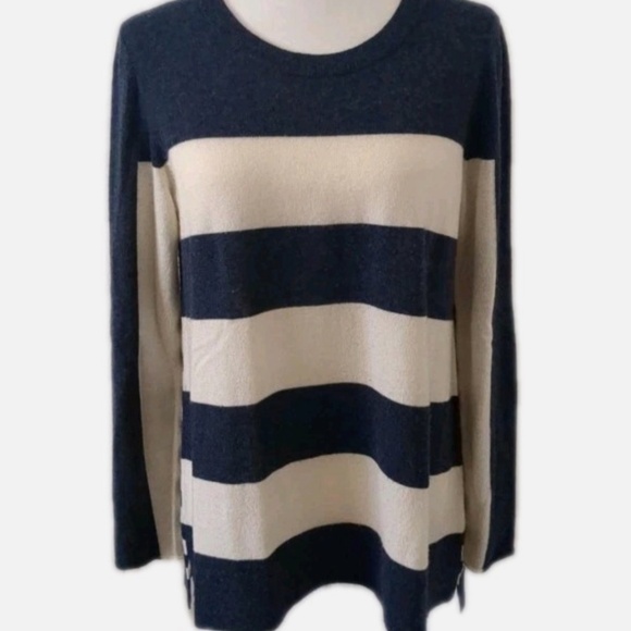 Akris Punto blue and white striped wool sweater size 12 - Picture 1 of 4
